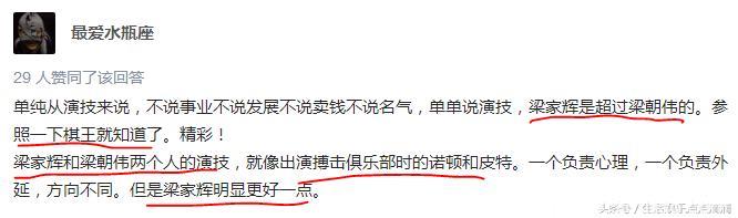 19次金像奖提名，8次金马奖提名，网友评论他和梁朝伟的演技，这次梁朝伟完败