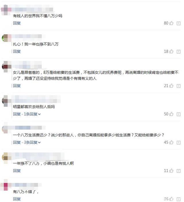 安以轩老公给前妻每月8万生活费，被吐槽太抠门，网友评论好精彩