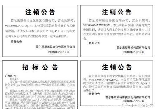 范冰冰事件的延续：冯小刚、刘诗诗等大批明星正在注销名下公司