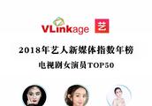 190104 Vlinkage2018年艺人新媒体指数年榜公布 杨紫摘得电视剧女演员第四