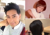 甜馨自己动手洋洋自得，张柏芝儿子生无可恋，真怕饺子剪亲爹同款